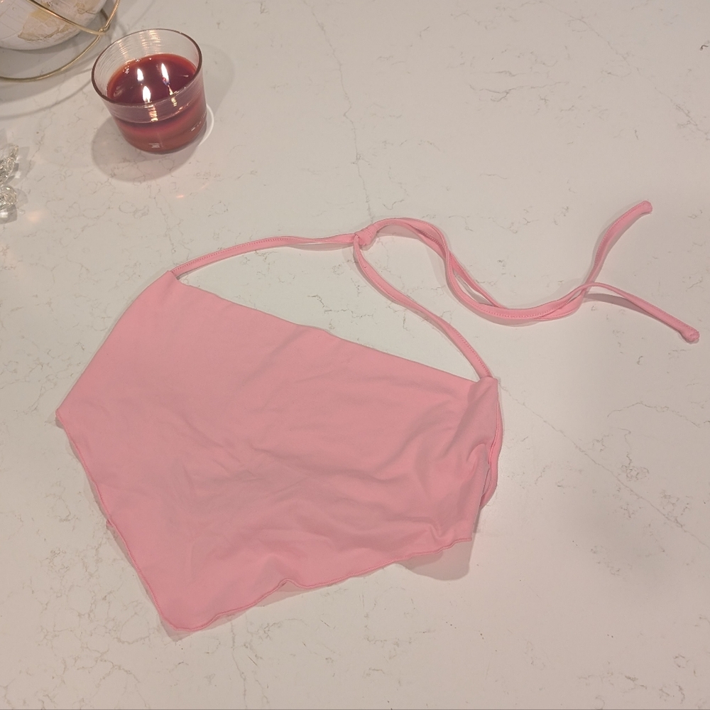 SHEIN Light Pink Halter Crop Top